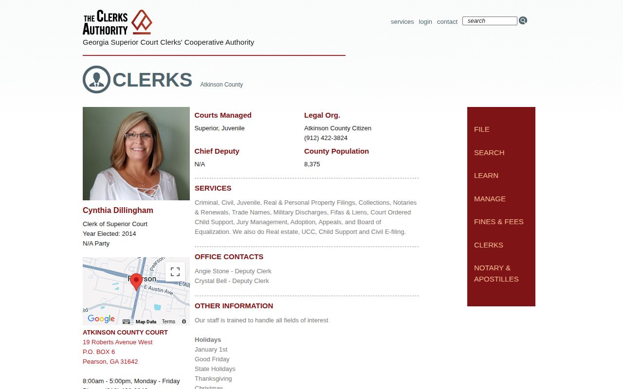 GSCCCA listing for the Atkinson County clerk