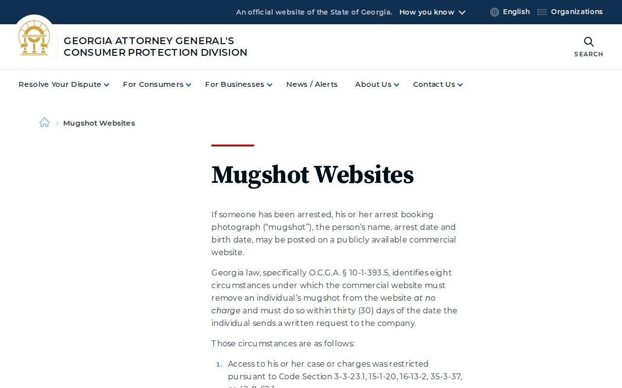 Georgia mugshot removal guidance for Atkinson County booking photos