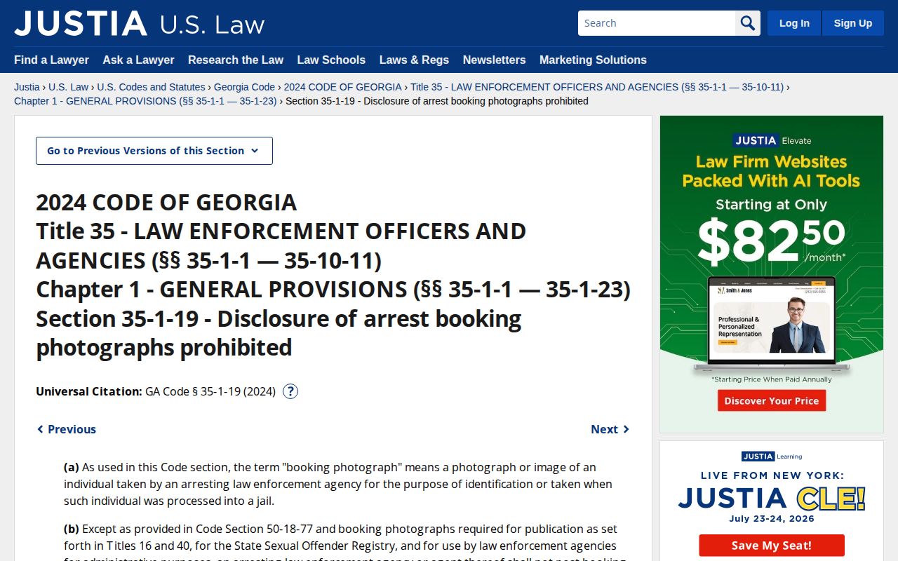 Georgia booking-photo law for Atkinson County released-inmate mugshots